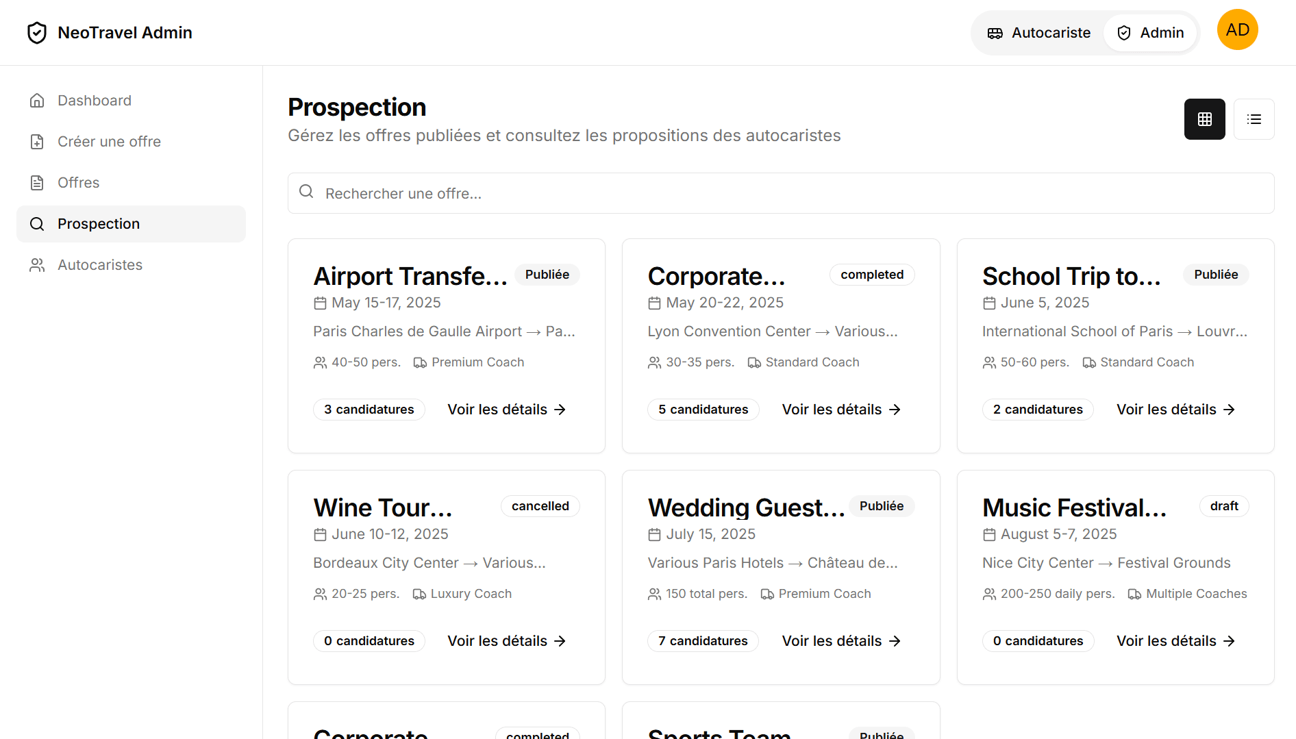 Conversation and proposal management screen